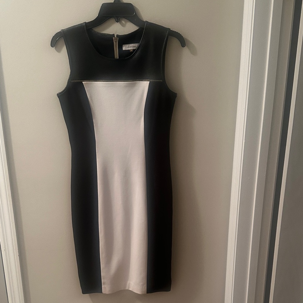 Calvin Klein Black and White Midi Dress
